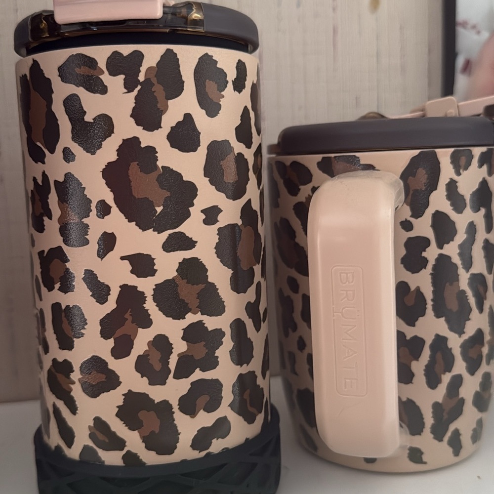 Brumate Leopard Print Pink Travel Mug and Tumbler Set